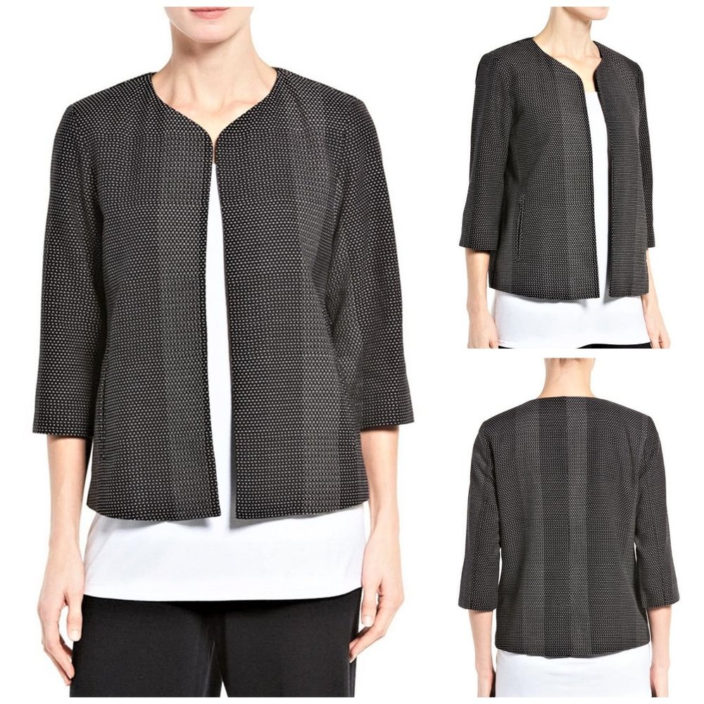 EILEEN FISHER Karume Dash Black Cotton Jacket SZ L